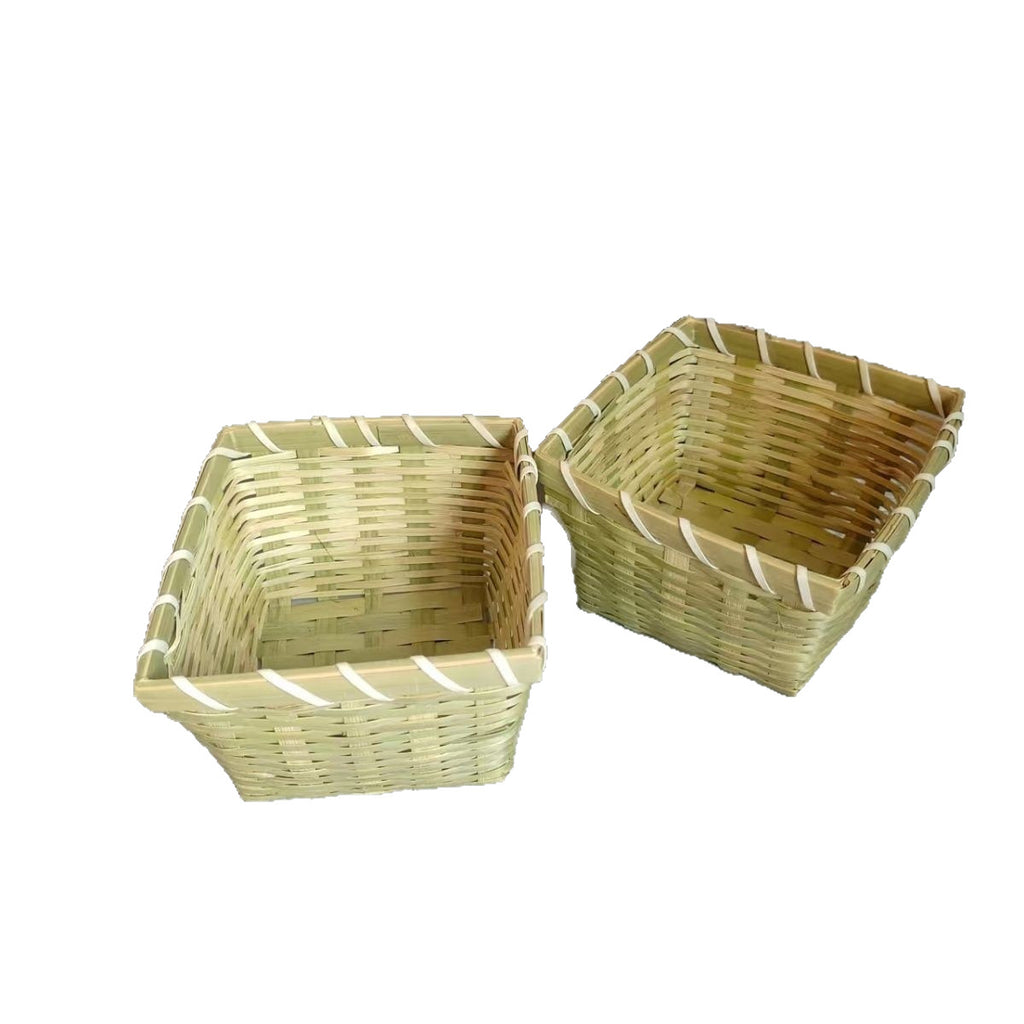 Bamboo Basket Fruit Plate Hand-Woven Bamboo Basket Restaurant Small Storage Ingredient Basket Vegetable Basket Household Bamboo Basket Bean Sprout Box Bamboo