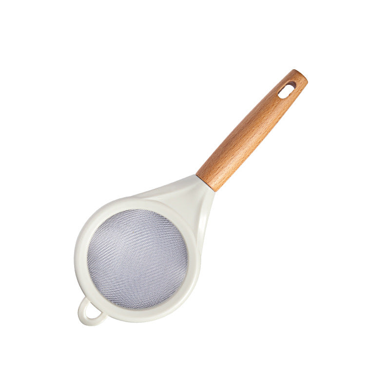 Stainless Steel Colander, Kitchen Baking Flour Sieve, Noodle Strainer, Fine Mesh Filter Spoon with Wooden Handle, Wholesale Kitchen Strainer Tools.