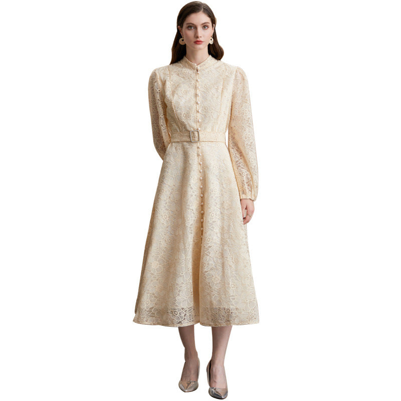Elegant Lace Embroidered Maxi Dress