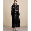 Elegant Lace Belted Maxi Dress