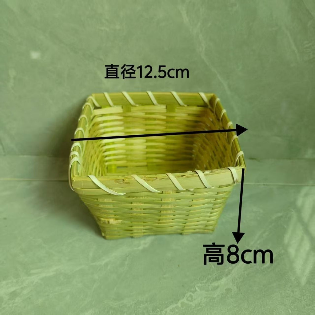 Bamboo Basket Fruit Plate Hand-Woven Bamboo Basket Restaurant Small Storage Ingredient Basket Vegetable Basket Household Bamboo Basket Bean Sprout Box Bamboo