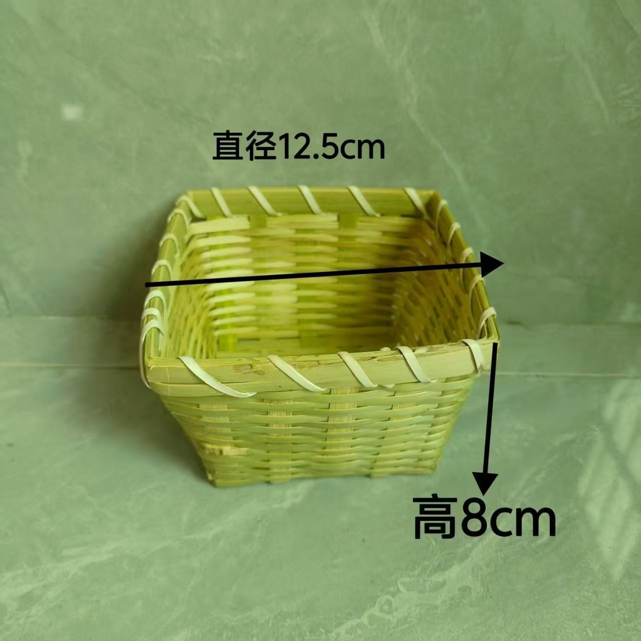 Bamboo Basket Fruit Plate Hand-Woven Bamboo Basket Restaurant Small Storage Ingredient Basket Vegetable Basket Household Bamboo Basket Bean Sprout Box Bamboo