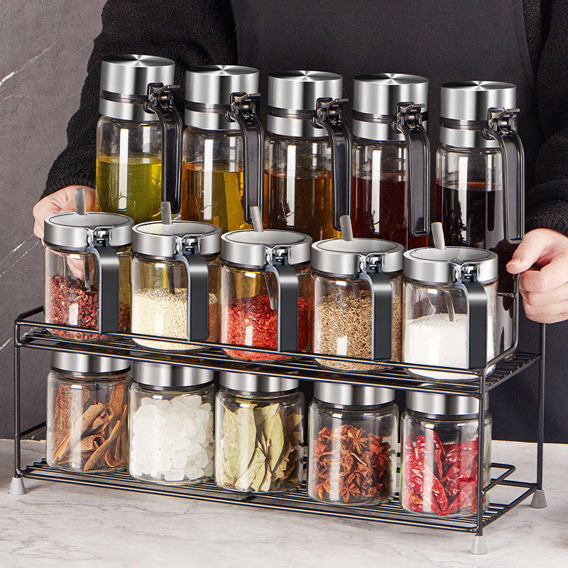 Glass Seasoning Jar and Oil Bottle Set