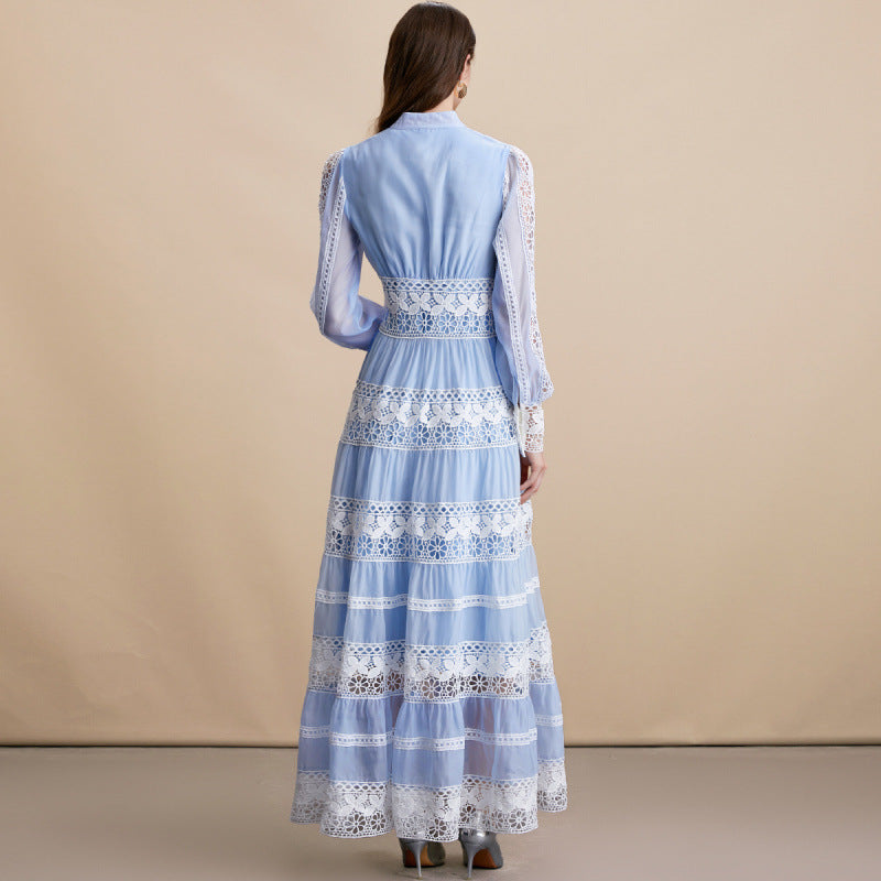 French Lace Embroidered Maxi Dress