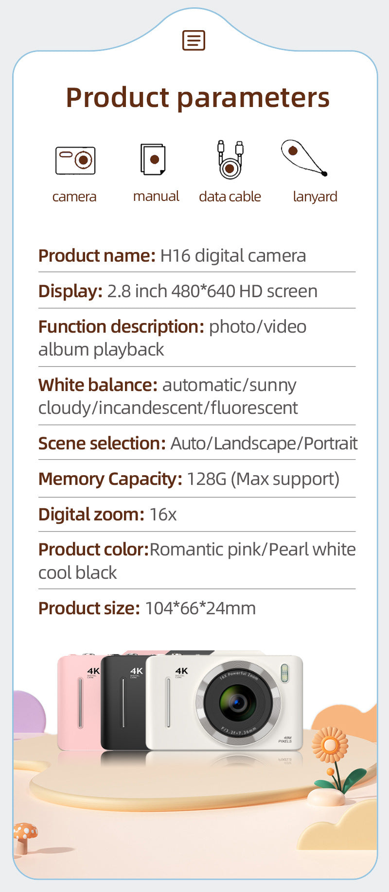 Portable CCD Selfie Digital Camera