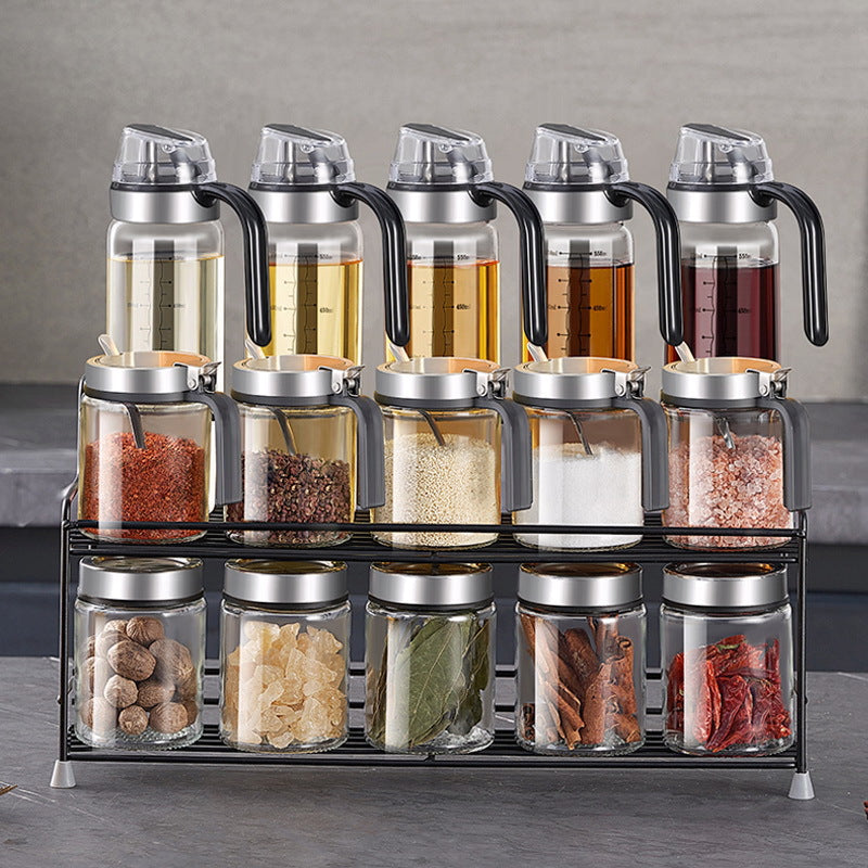 Glass Seasoning Jar and Oil Bottle Set