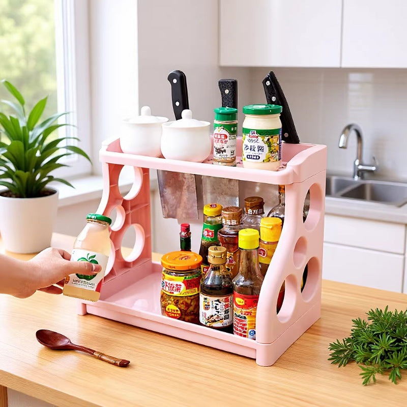 Two-Tier Kitchen Dish and Knife Storage Rack