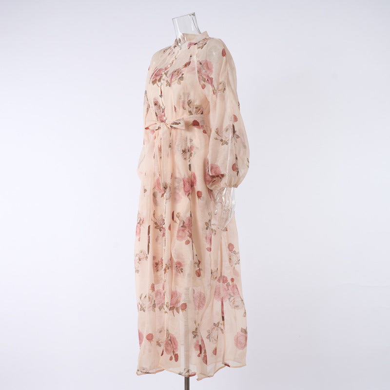 Printed Button Maxi Dress Set