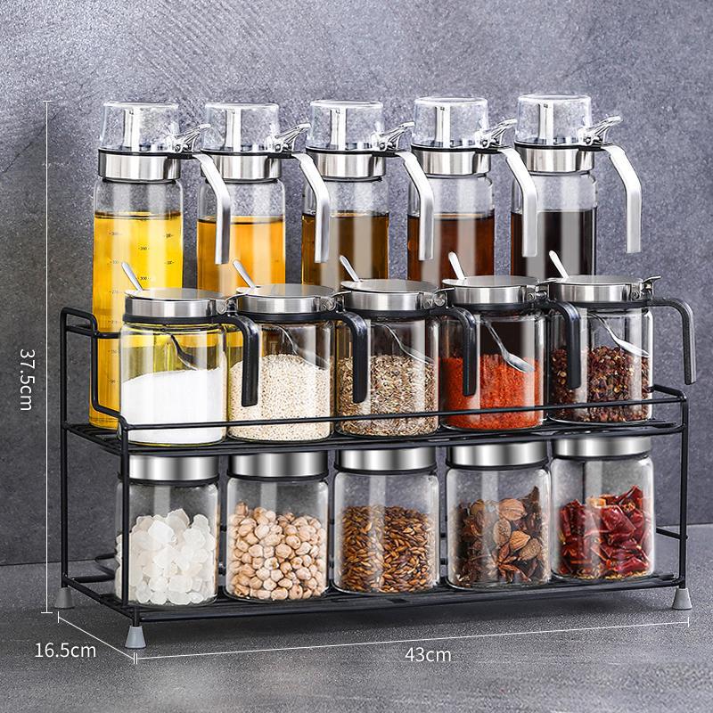 Glass Seasoning Jar and Oil Bottle Set