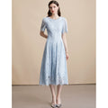 Pearl Embellished Sky Blue Lace Dress