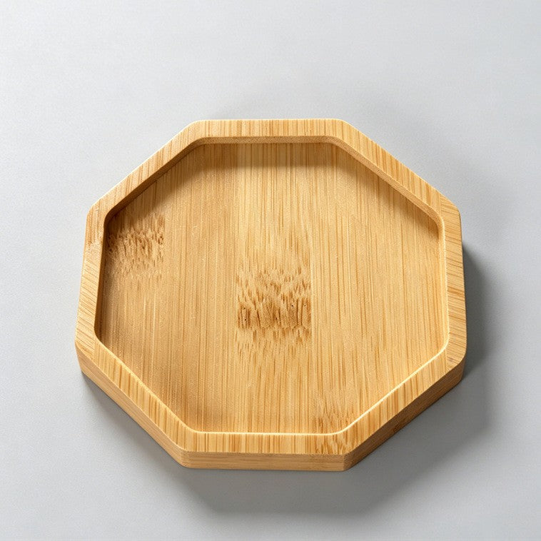 Octagon Bamboo Tea Coaster & Small Serving Tray