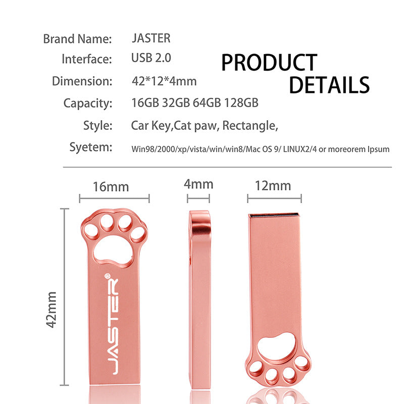 Cat Paw Metal USB Flash Drive 64GB