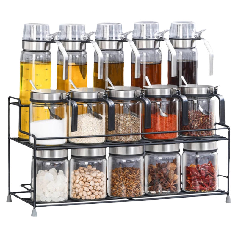 Glass Seasoning Jar and Oil Bottle Set
