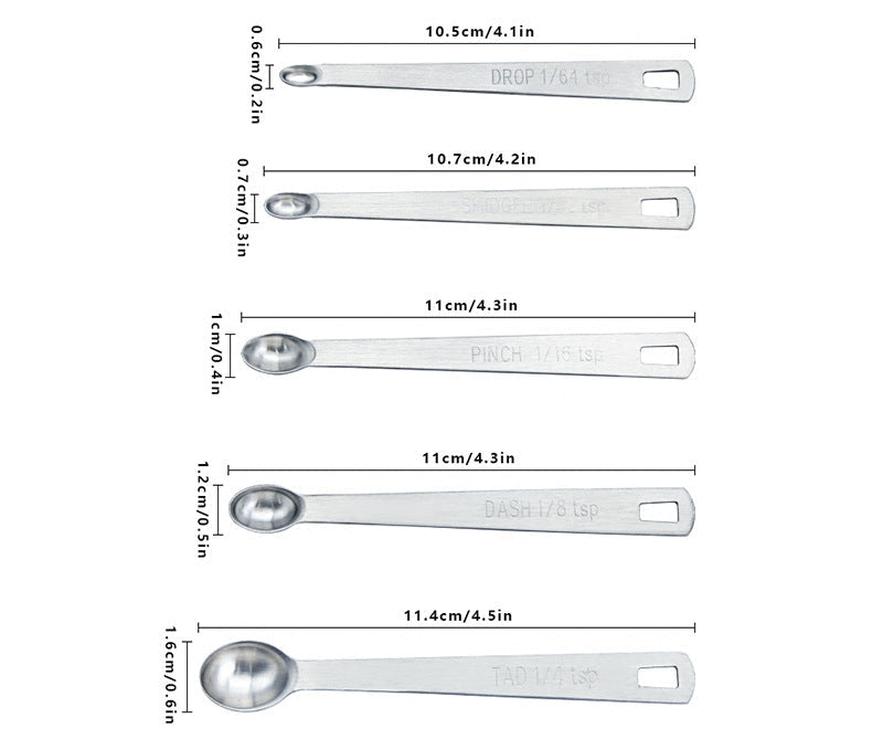 5-Piece Stainless Steel Measuring Spoon Set for Baking & Seasoning