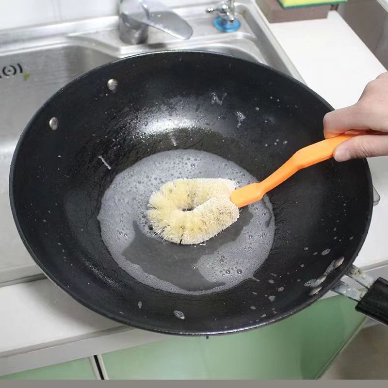 Natural Fiber Wooden Pot Brush for Dishes & Cookware