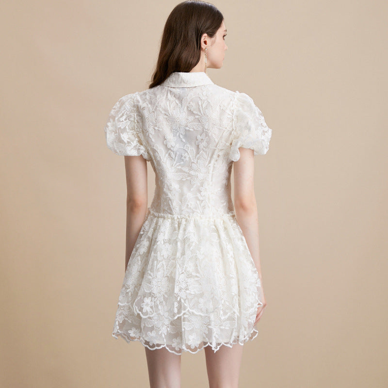 Embroidered Puff Sleeve Princess Dress