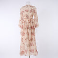 Sheer Floral Belted Maxi Dress