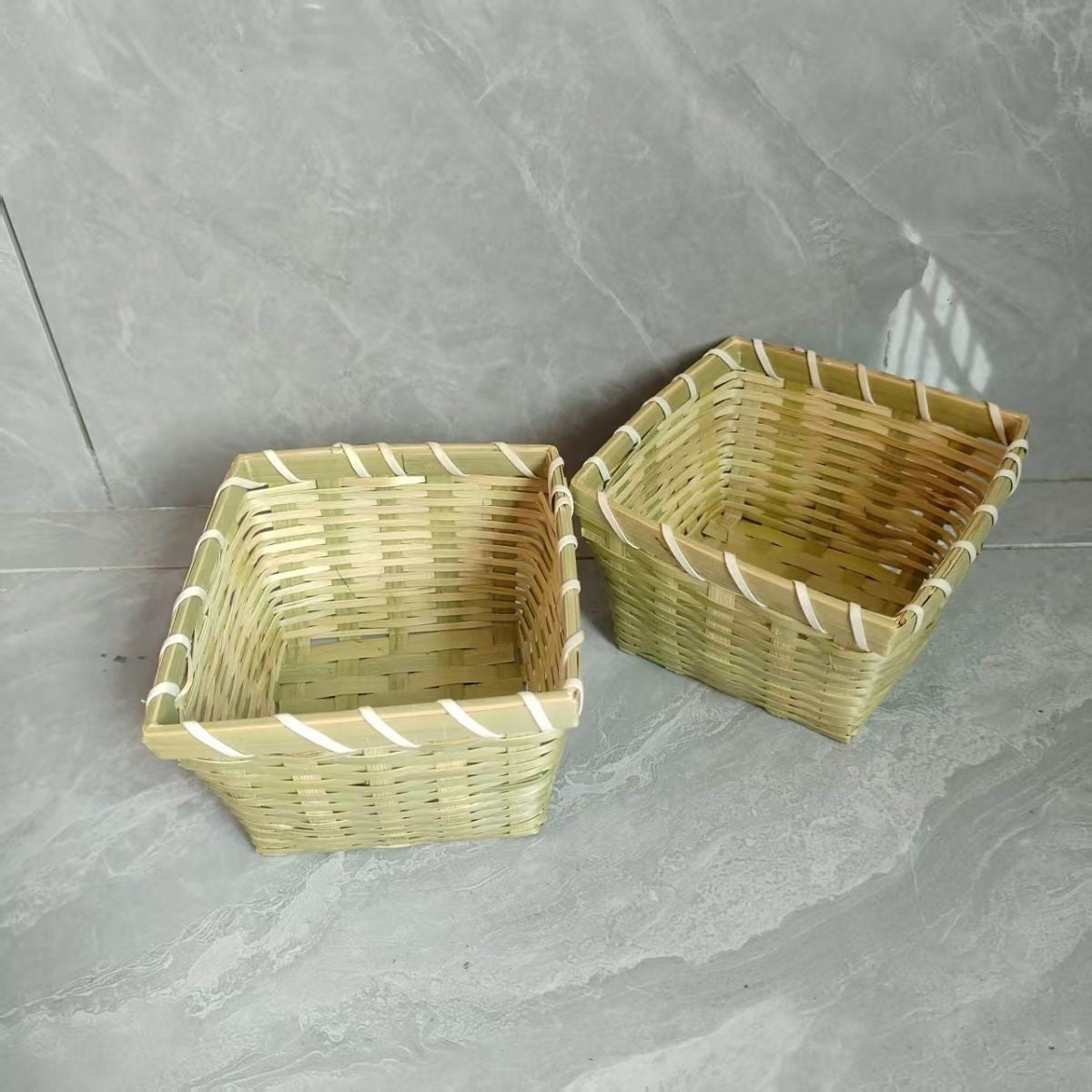 Bamboo Basket Fruit Plate Hand-Woven Bamboo Basket Restaurant Small Storage Ingredient Basket Vegetable Basket Household Bamboo Basket Bean Sprout Box Bamboo