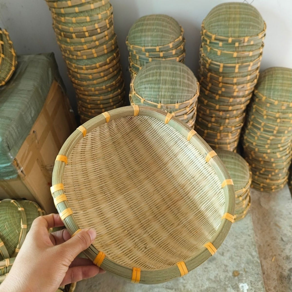 Bamboo Woven Bamboo Products, Round Dustpan, Vegetable Washing And Draining Basket, Storage Basket, Cooked Food, Steamed Bread Basket, Bamboo Rice Washing Basket, Pastoral Style