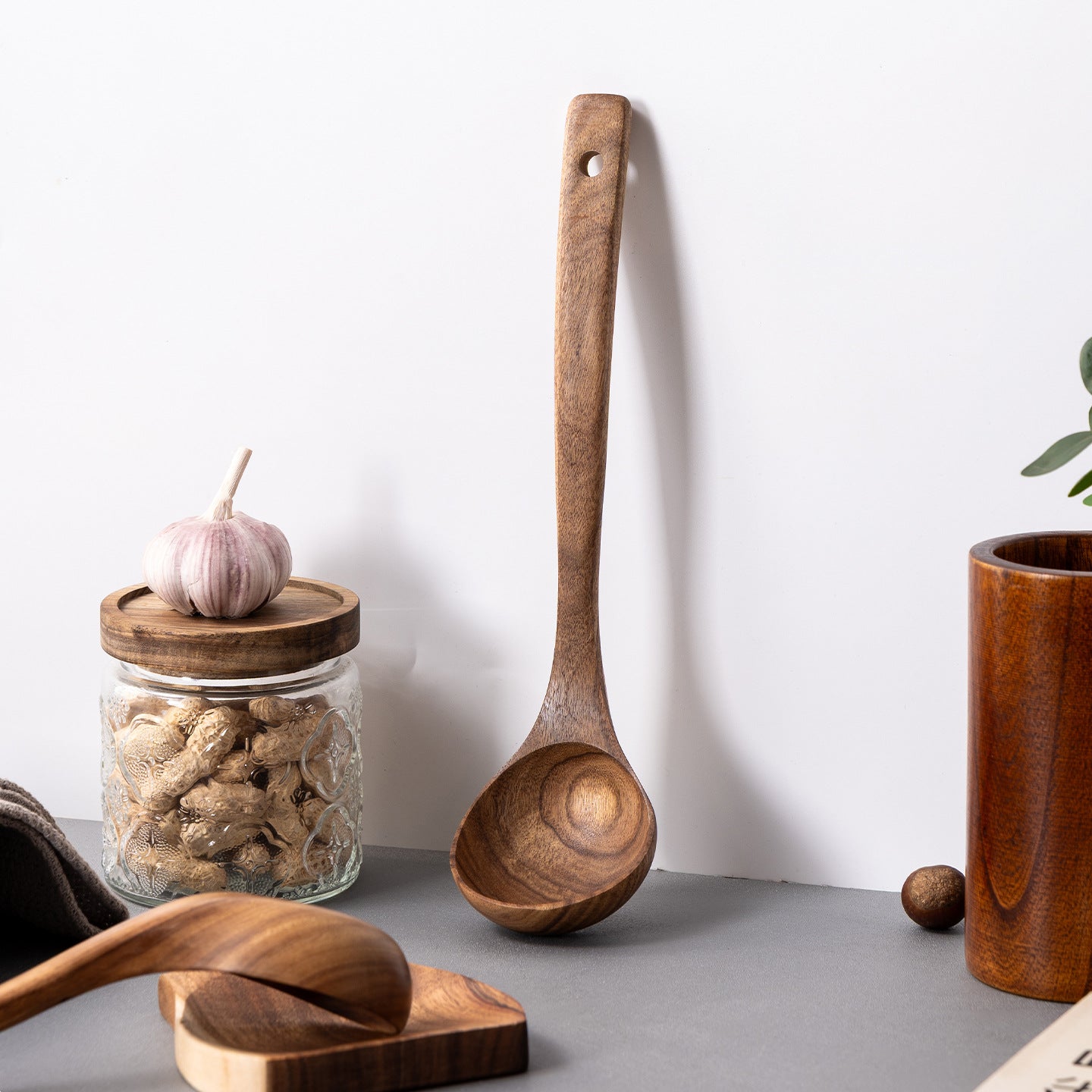 Long Handle Teak Soup Ladle for Soup & Hot Pot