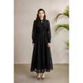 Embroidered V-Neck Lantern Sleeve Dress