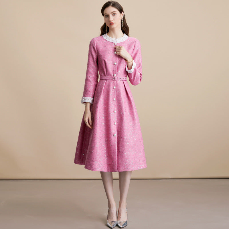 Vintage Belted Button Dress