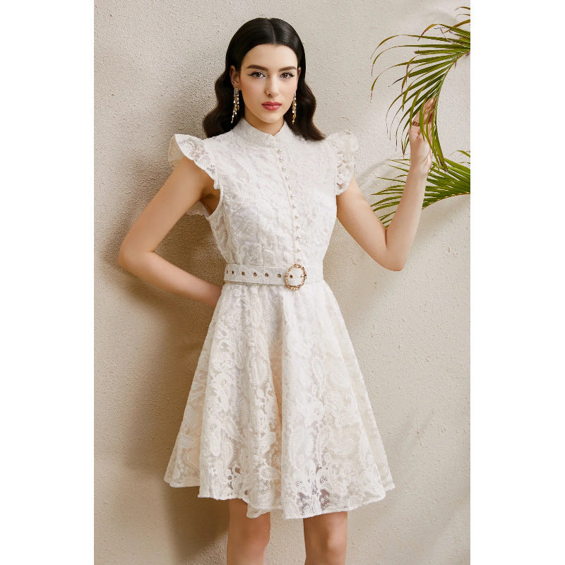 Embroidered Sleeveless Swing Dress