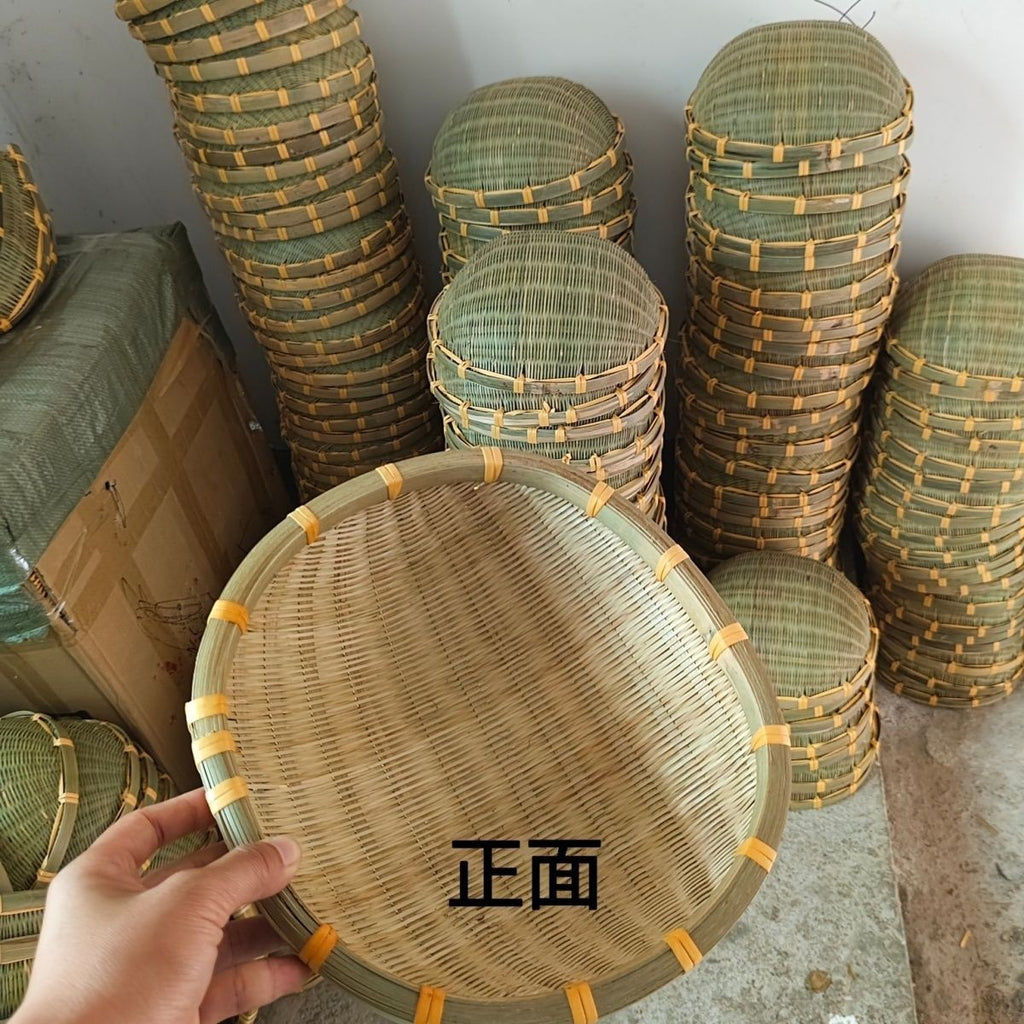 Bamboo Woven Bamboo Products, Round Dustpan, Vegetable Washing And Draining Basket, Storage Basket, Cooked Food, Steamed Bread Basket, Bamboo Rice Washing Basket, Pastoral Style