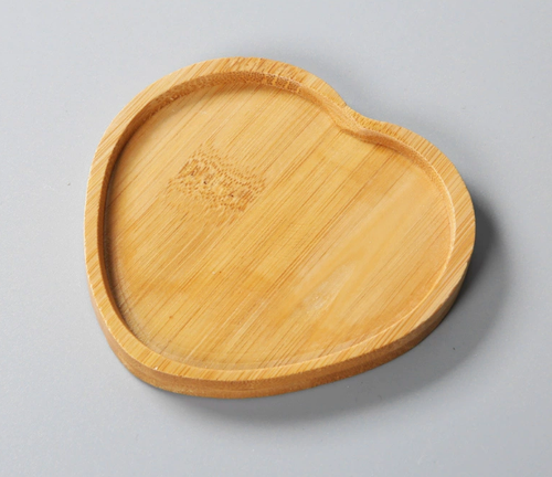 Heart-Shaped Bamboo Tea Coaster & Cup Mat