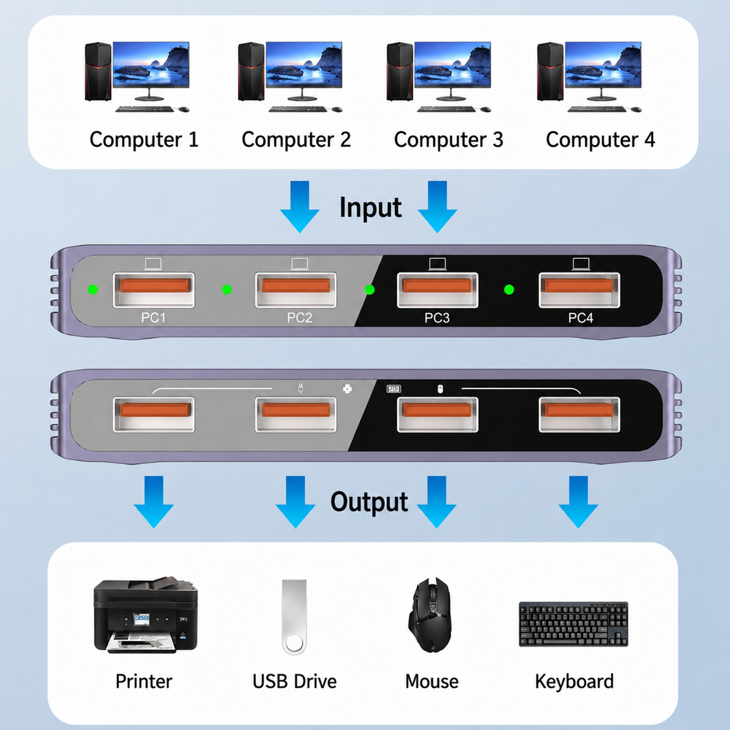 4-Port USB 3.0 Sharing Switch