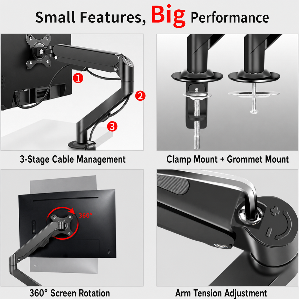 No-Drill Monitor Arm Desk Mount
