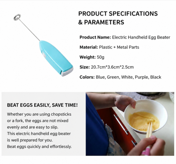 Mini Electric Milk Frother & Handheld Egg Whisk