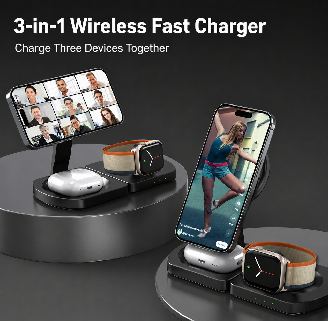 Foldable 3-in-1 Wireless Charger