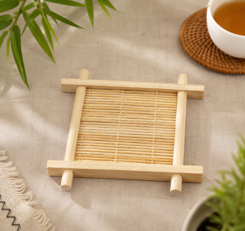 Natural Bamboo Tea Coaster & Cup Mat