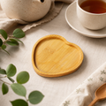 Heart-Shaped Bamboo Tea Coaster & Cup Mat